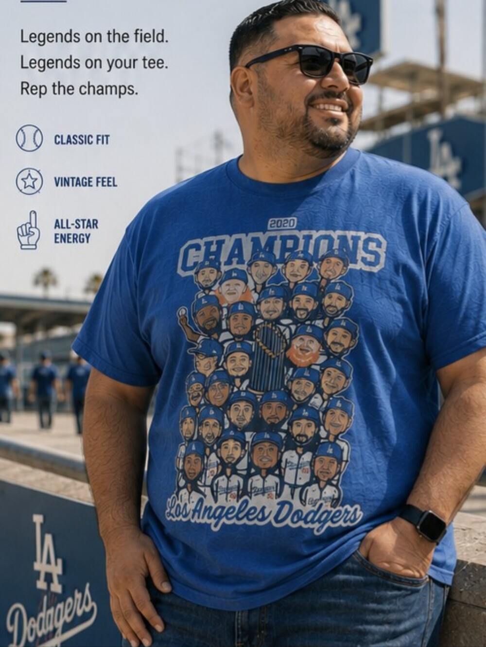 LA Dodgers 2020 World Series Champions Tee 2XL MLB Graphic Shirt